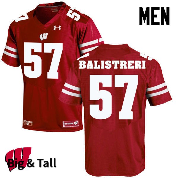 Wisconsin Badgers Men's #57 Michael Balistreri NCAA Under Armour Authentic Red Big & Tall College Stitched Football Jersey LH40V76OB
